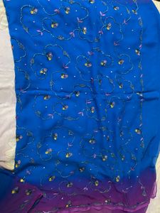 Blue Purple Party Wear Saree