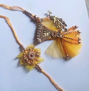 Floral Designer Rakhi for Bhaiya Bhabhi Rakshaband