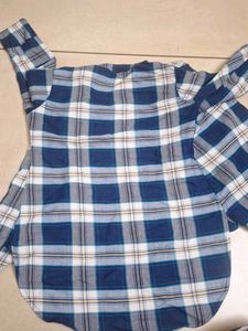 Blue &amp; White Plaid Flannel Shirt/coat