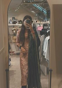Pink Kurta Set (With Dupatta And Pant)