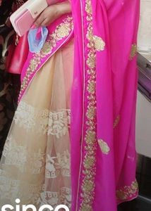 Pink Embellished Saree