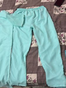 Women Cyan Kurta Set And Duppta