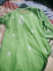 Green Mirror Work Kurti
