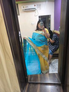 Elegant Blue &amp; Beige Saree