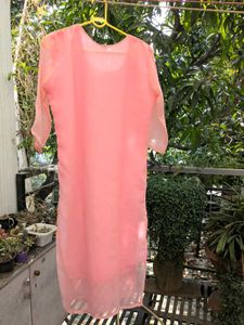 Peach Embroidered Kurta