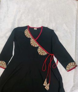Black pure cotton long kurti for women✨
