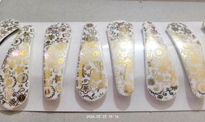Beautiful Golden &amp; White Hairclip Pair