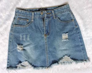 Distressed Denim Mini Skirt