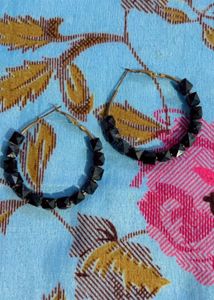 Black Beaded Golden Earings