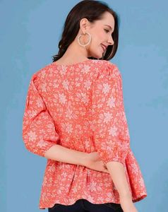 peplum peach color top