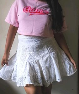 Cotton Crochet Short Skirt