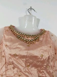 Peach Embroidery Printed Lehanga Choli (Women)