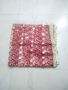 Maroon Embellished Dupatta chunri