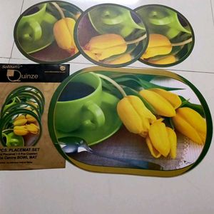 6 Floral Dining Mats+ Six Coaster+ 3 Bowl Mats