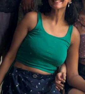 GREEN CROP TOP WITH SIDE STRINGS