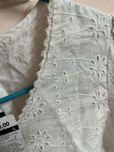 White Eyelet Crop Top - Size S