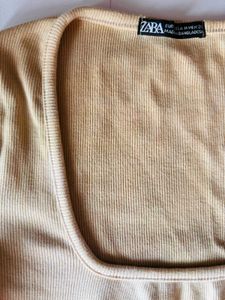 Beige Square-Neck Crop Tee