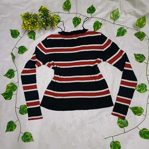 H&amp;M Striped Mock Neck Sweater