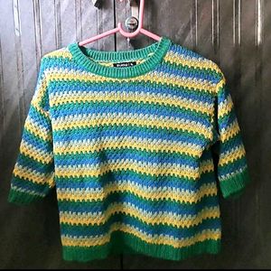 Zudio Striped Knit Sweater Top