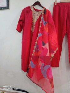Beautiful Kurta Set With Organza Dupatta