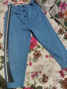 Blue Paper Bag Waist Pants