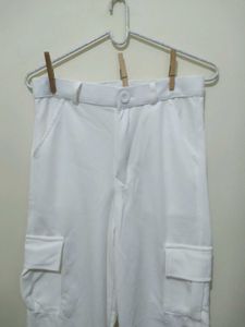 MHK Fashion White Cargo Pant Trousers