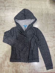Gray Hoodie with Asymmetrical Zip