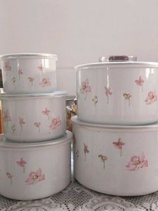 Set Of 5 Deep Storage Steel Bowls With Lid