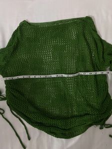 Green Crochet Knit Top