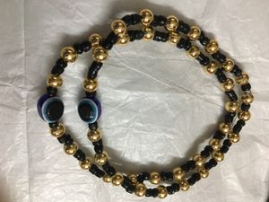 Evil eye Anklets With Gold&amp;black Beads