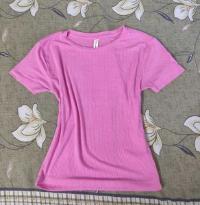 Pink Ribbed T-Shirt
