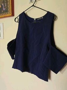 Navy Blue Cold Shoulder Top