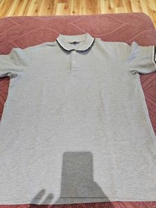 Gray Polo Shirt with Trim