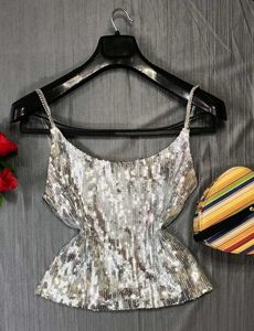 Shein Dupe Silver Sequin Top