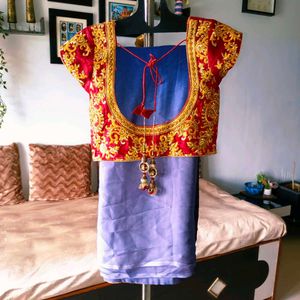 🛍️Shaded Blue Saree with Embellished Blouse⭐⭐⭐⭐⭐