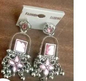Silver Kundan Stone Earrings 🩷