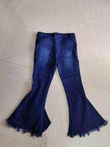 Frayed Hem Bell Bottom Denim Jeans