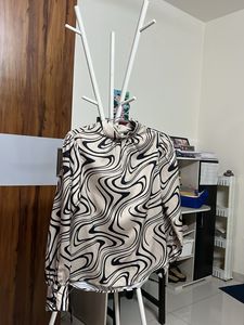 Abstract Print Mock Neck Top