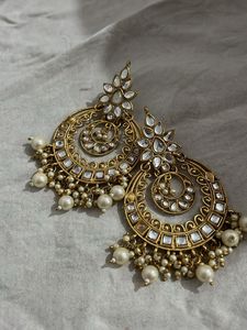 Elegant Kundan Pearl Drop Earrings