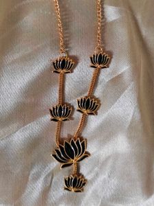 Lotus Motif Statement Necklace - Unused