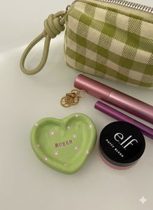 Green heart shape jewellery tray