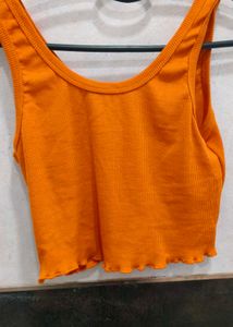 Orange Ribbed Tank Top