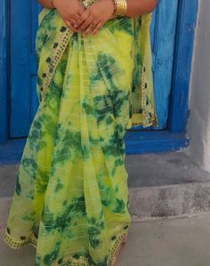 Green Tie-Dye Sari