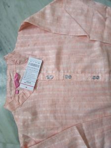 Peach Striped Kurta
