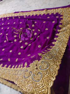 Beautiful Golden Border Saree With Blouse