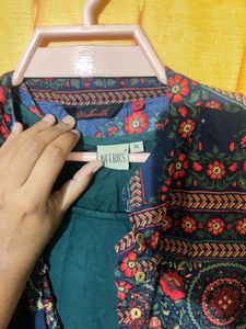 Boho Floral Print Duster Jacket Kurta Set