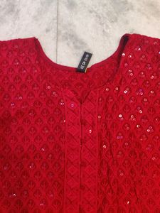 Maroon Sequin Ethnic Straight Kurta for women