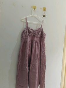 Lavender Lace Detail Midi Dress