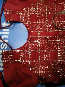 Red &amp; Gold Sequin Kurti