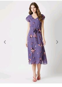 Miss Chase Purple Floral Midi Dress